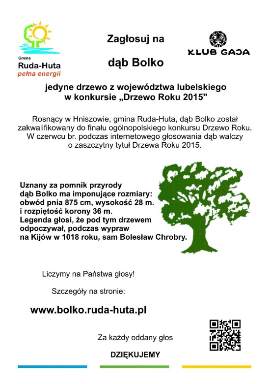 dąb Bolko Drzewem Roku 2015