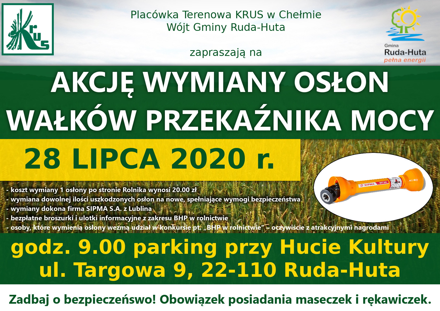 plakat wymian oslon Ruda Huta 2020 07 28 